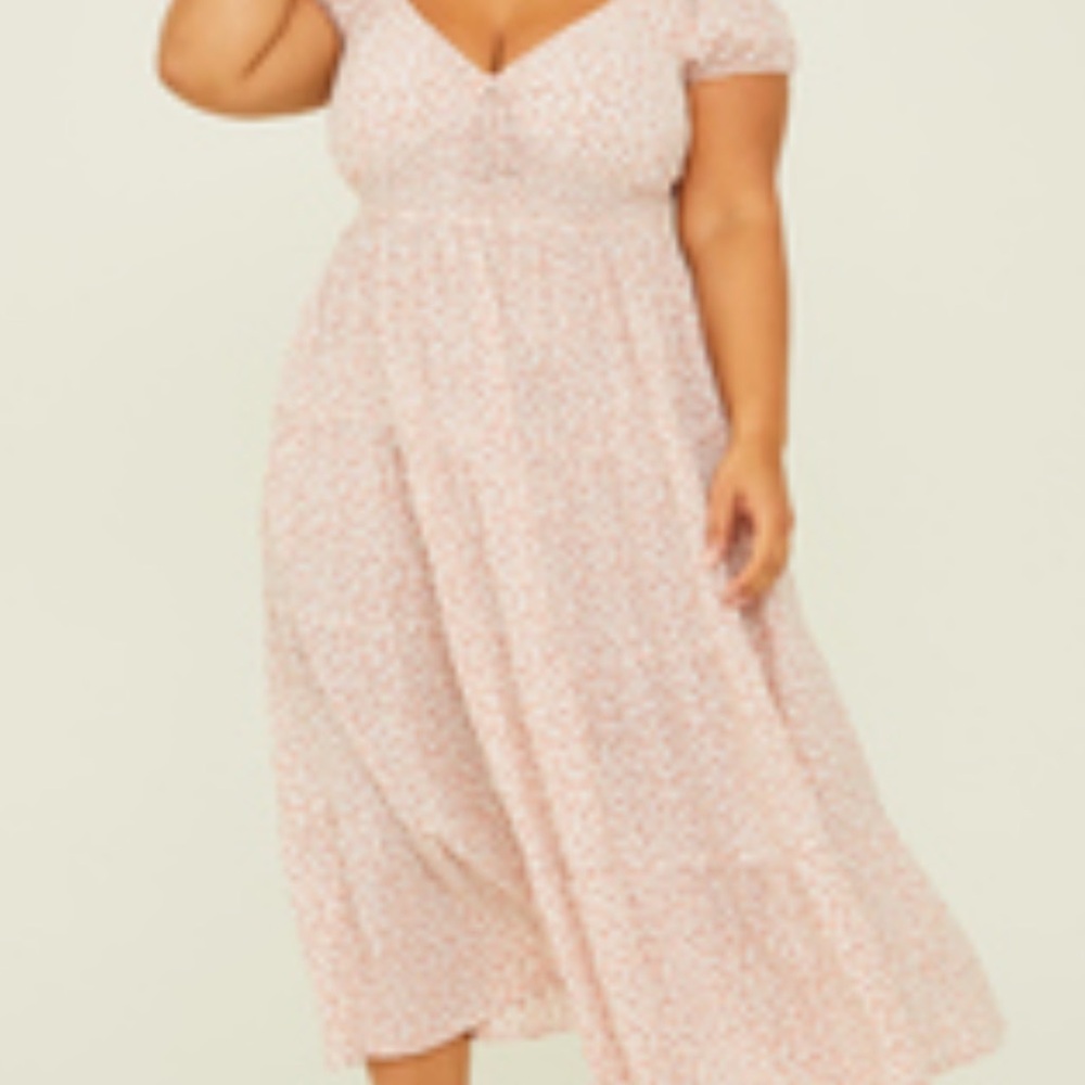 Arula Floral Pink Midi Dress